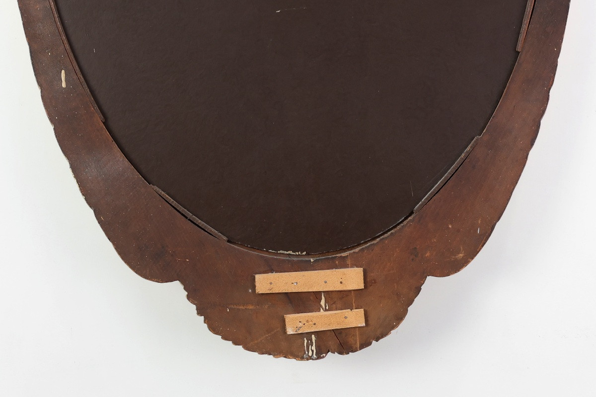 Oval Art Deco Mirror In Carved Gilt Wood, France, Circa 1920-photo-6