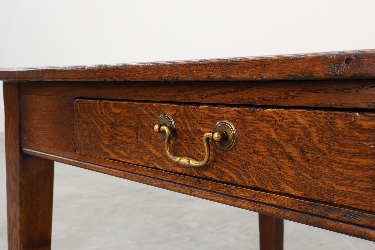 Table de ferme provençale française en chêne, XIXe siècle, avec tiroirs, France-photo-3