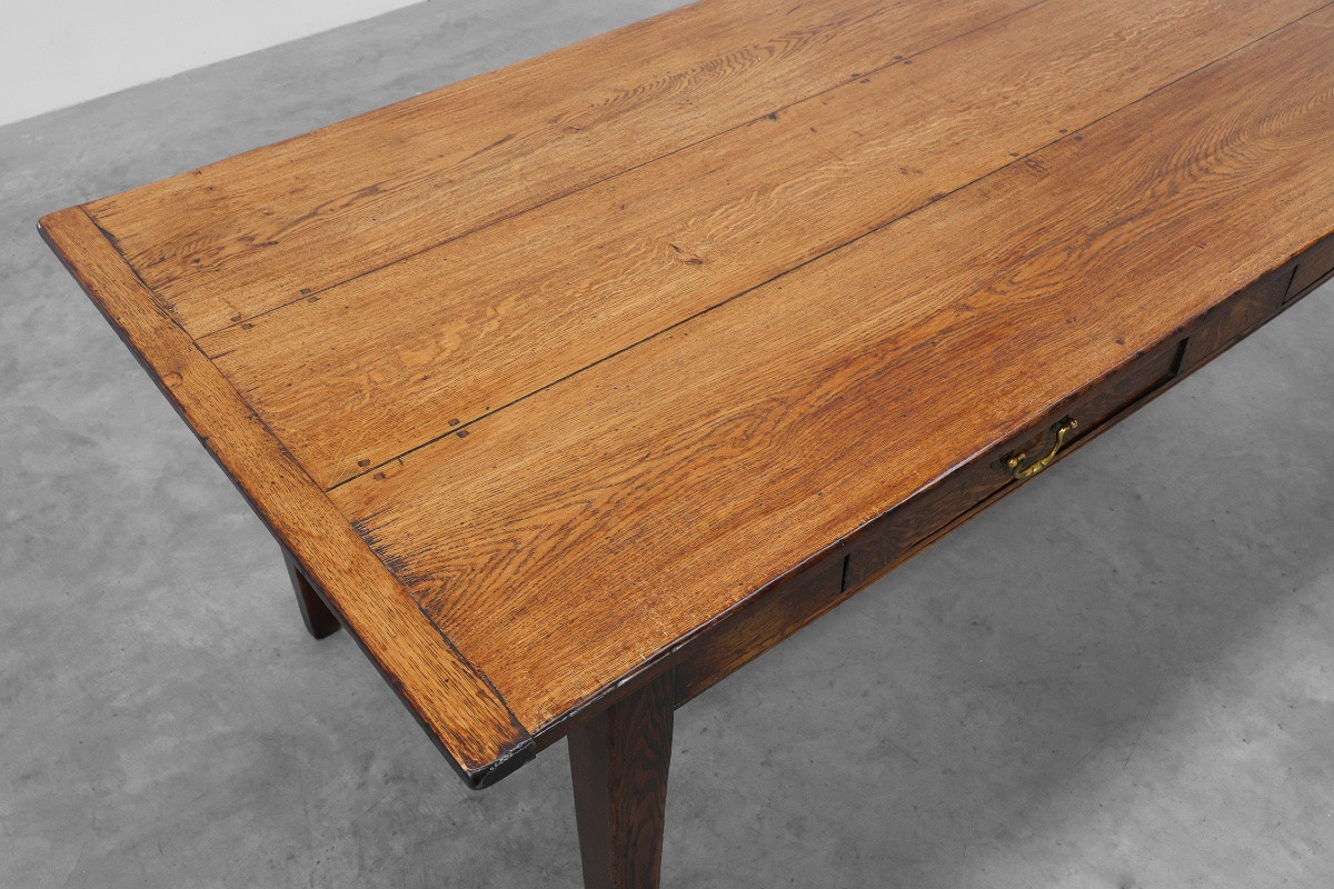 Table de ferme provençale française en chêne, XIXe siècle, avec tiroirs, France-photo-4