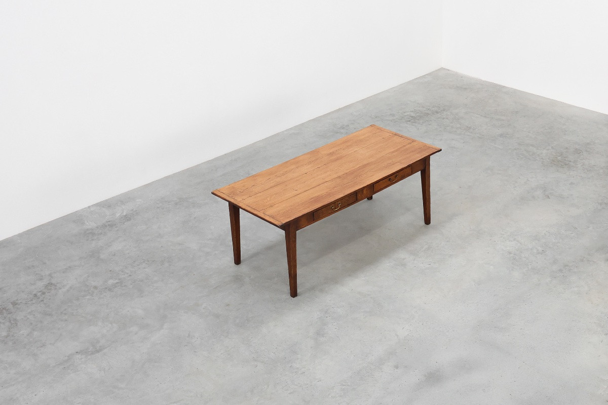 Table de ferme provençale française en chêne, XIXe siècle, avec tiroirs, France-photo-6