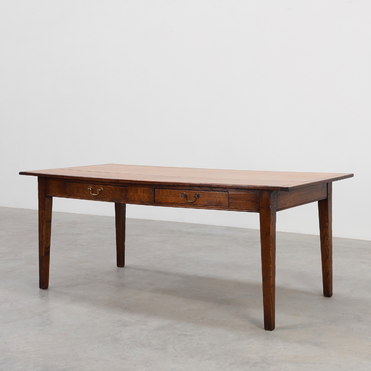 Table de ferme provençale française en chêne, XIXe siècle, avec tiroirs, France