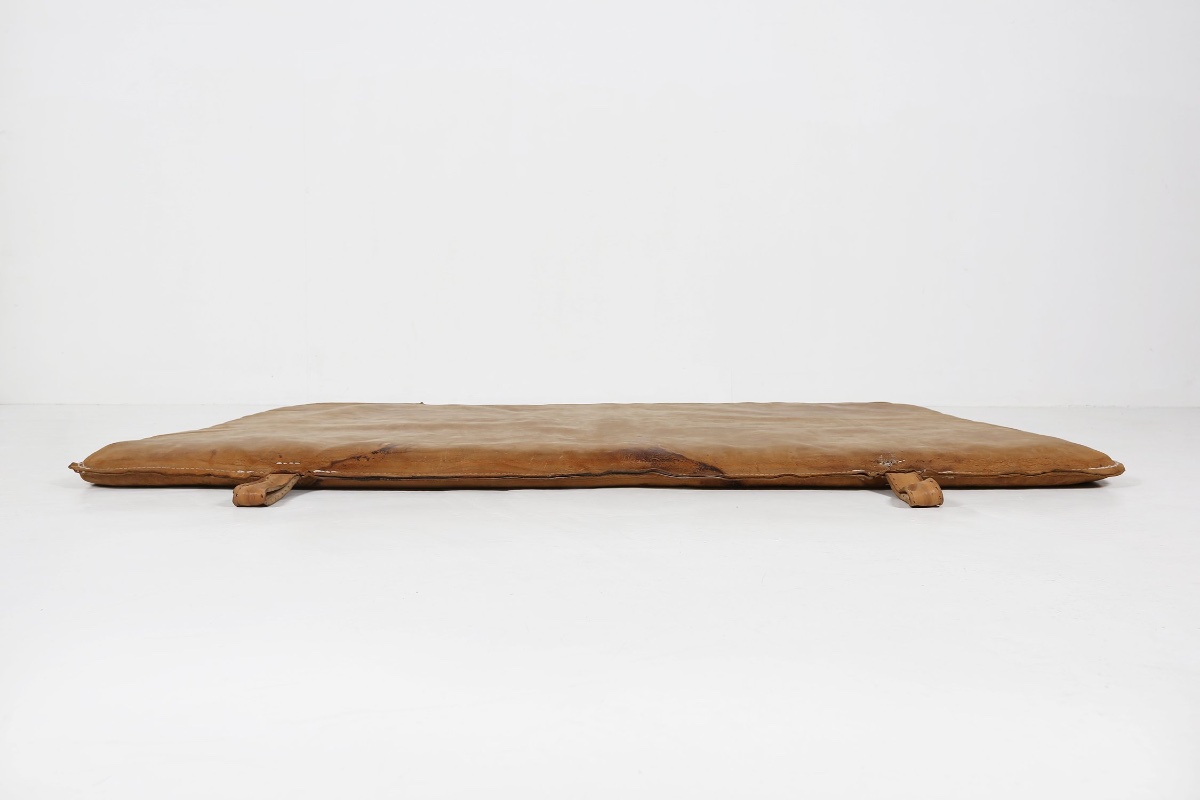 Tapis de gymnastique industriel vintage en cuir épais de vache, Belgique, années 1930-photo-3