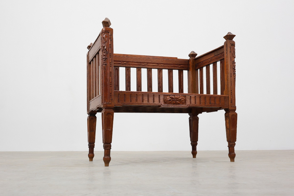 Large Arts & Crafts Style Oak Occasional Chair, Belgium, Circa 1915-photo-2