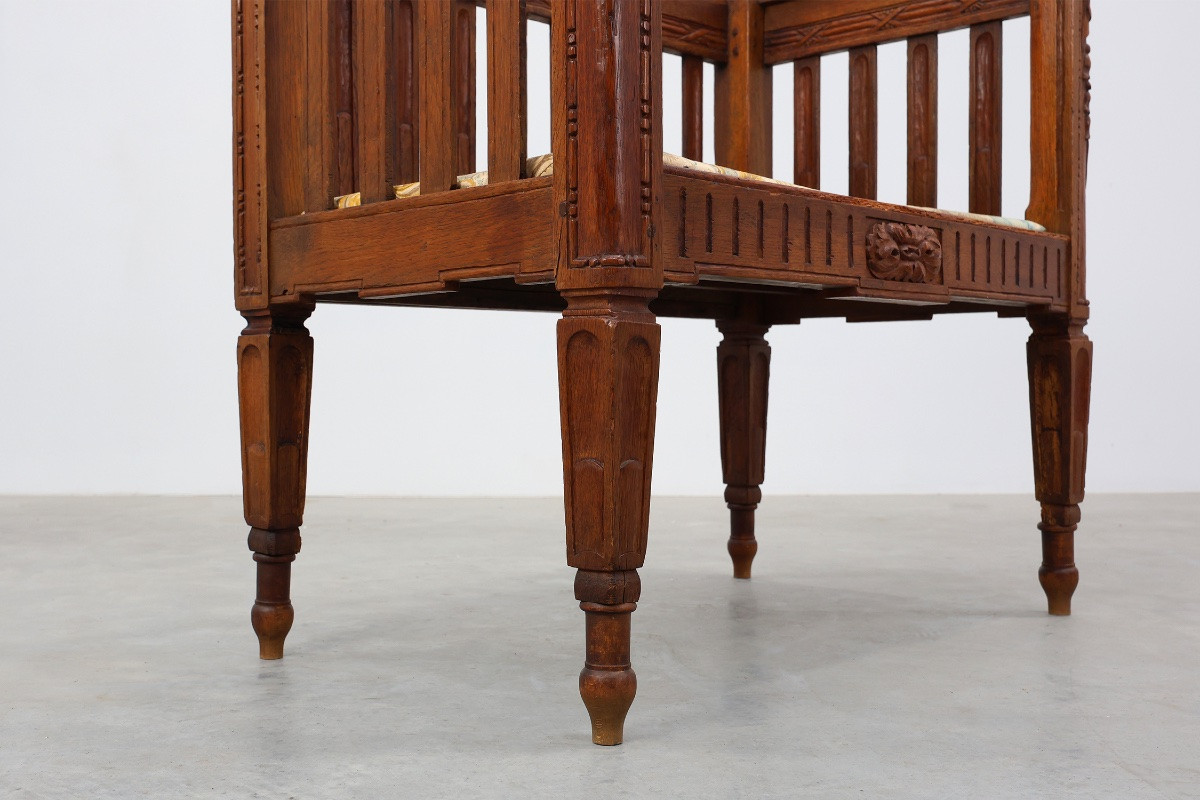 Large Arts & Crafts Style Oak Occasional Chair, Belgium, Circa 1915-photo-3