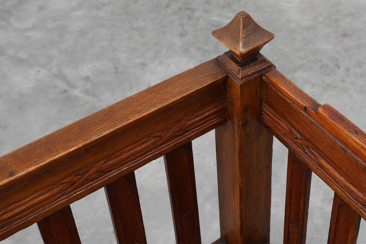 Large Arts & Crafts Style Oak Occasional Chair, Belgium, Circa 1915-photo-4