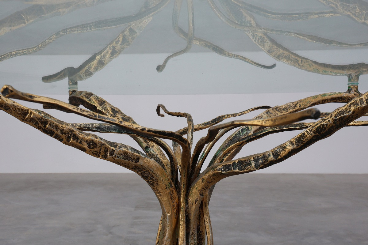 Table basse en métal forgé, style milieu du siècle, signée Salvino Marsura, Italie, années-photo-3