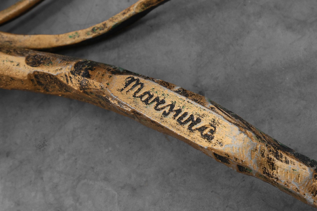 Table basse en métal forgé, style milieu du siècle, signée Salvino Marsura, Italie, années-photo-4