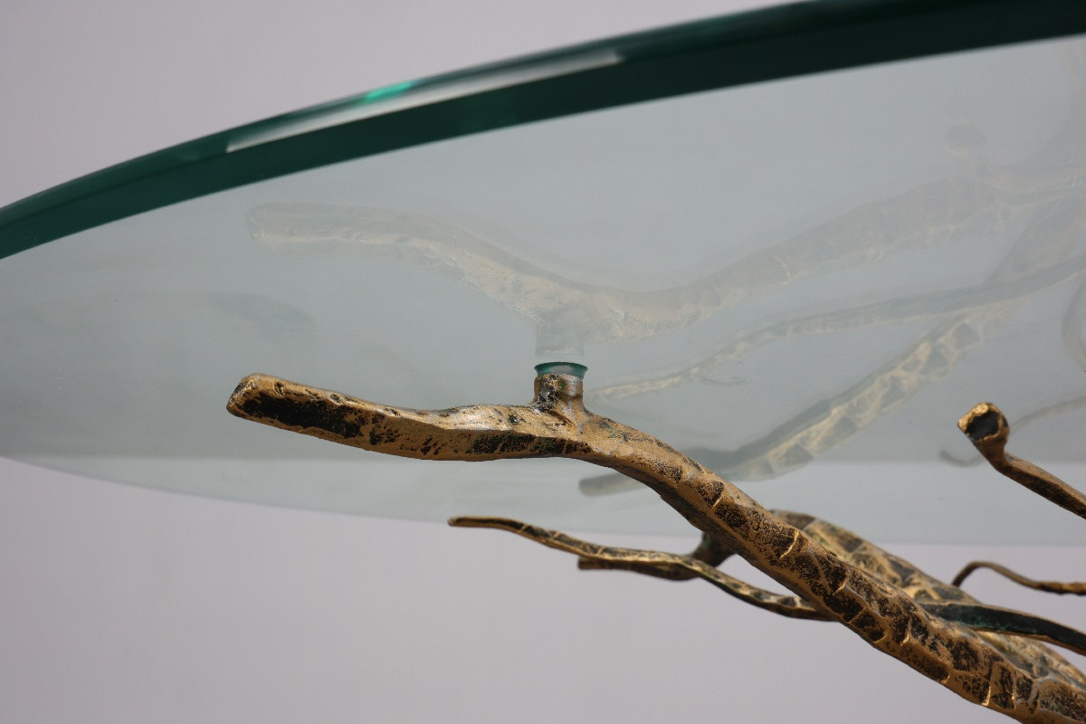 Table basse en métal forgé, style milieu du siècle, signée Salvino Marsura, Italie, années-photo-4