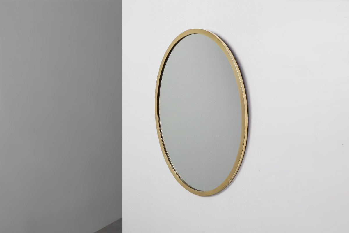 Art Deco Copper-plated Metal Mirror, Belgium Circa 1925-photo-2