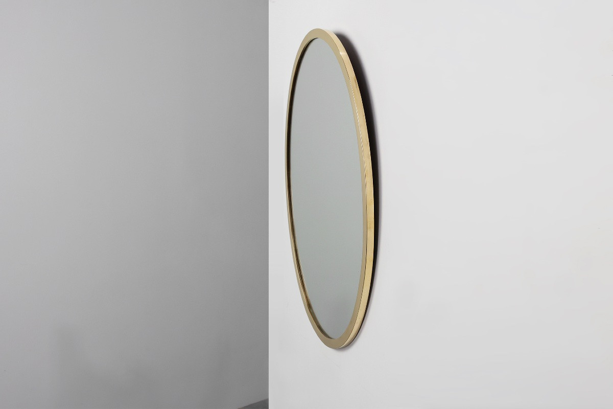 Art Deco Copper-plated Metal Mirror, Belgium Circa 1925-photo-4