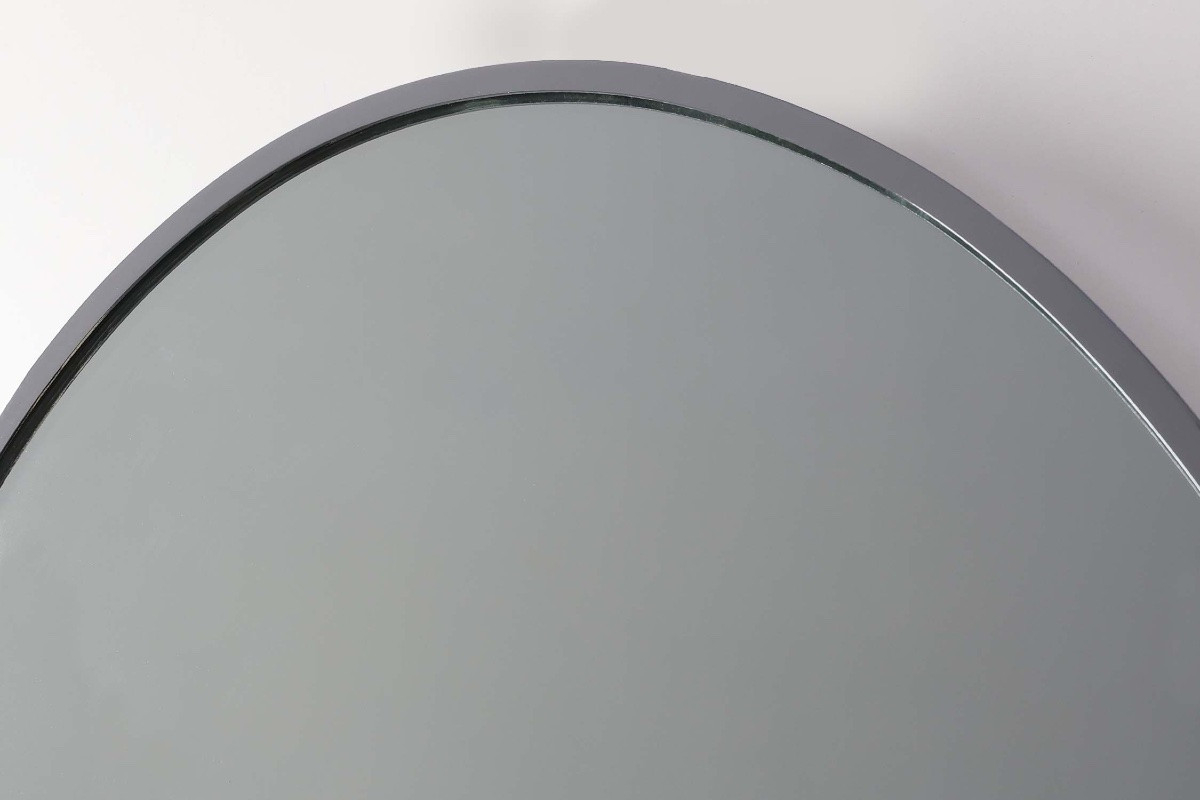 Miroir ovale Art déco en métal nickelé, Belgique, vers 1925-photo-1