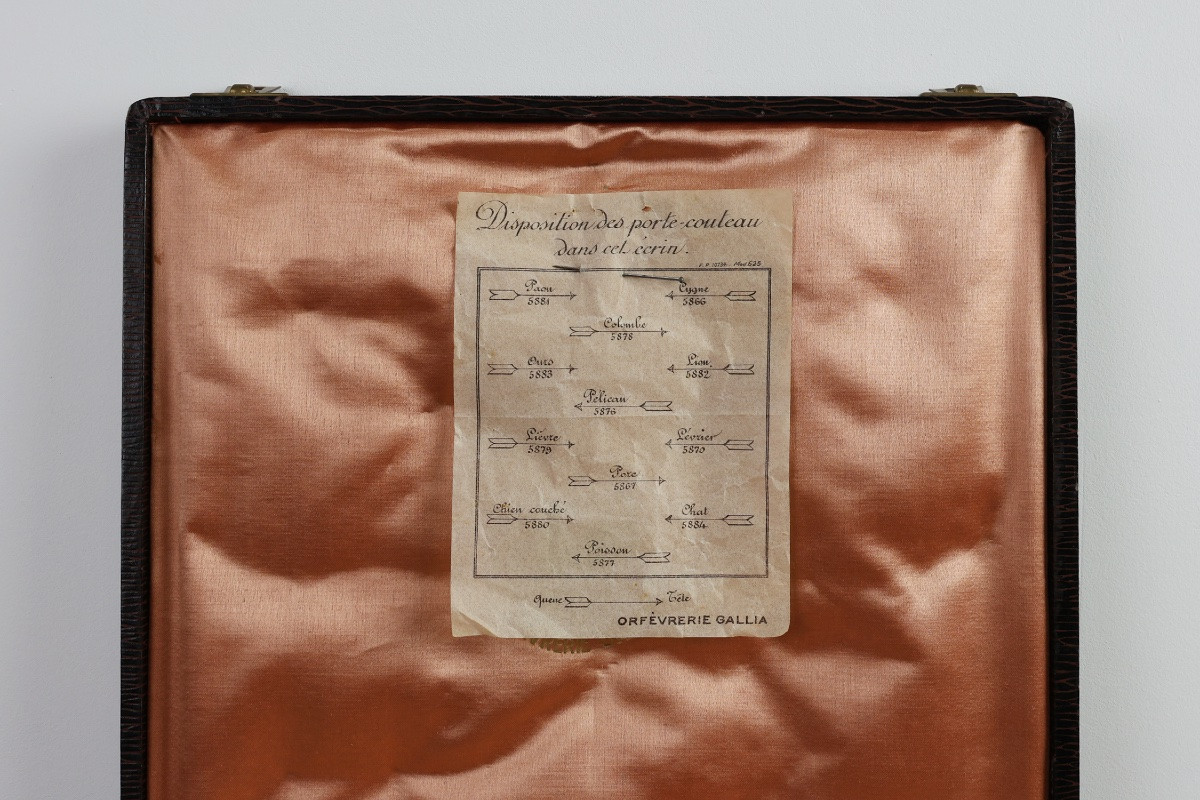 Ménagerie complète (repose-couteaux) par Edouard Marcel Sandoz pour Christofle Gallia, France-photo-7