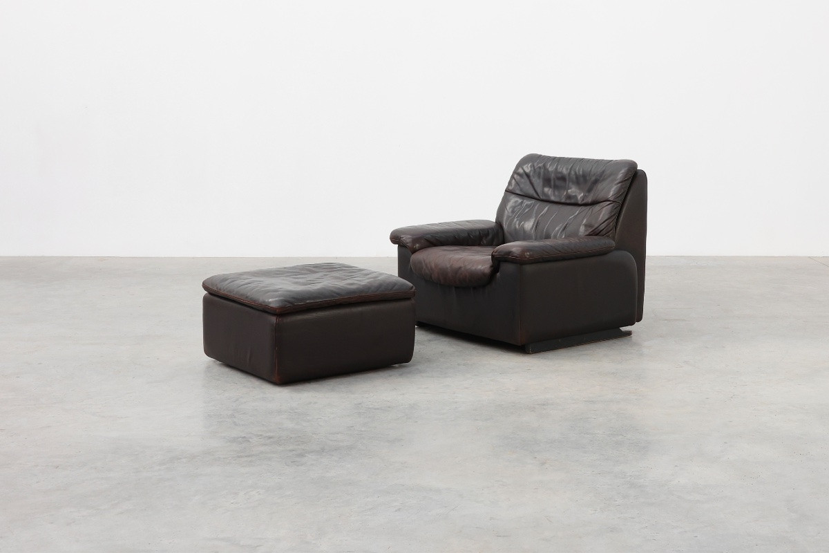 De Sede Ds-11 Brown Leather Pouffe, Switzerland, 1960s-photo-1