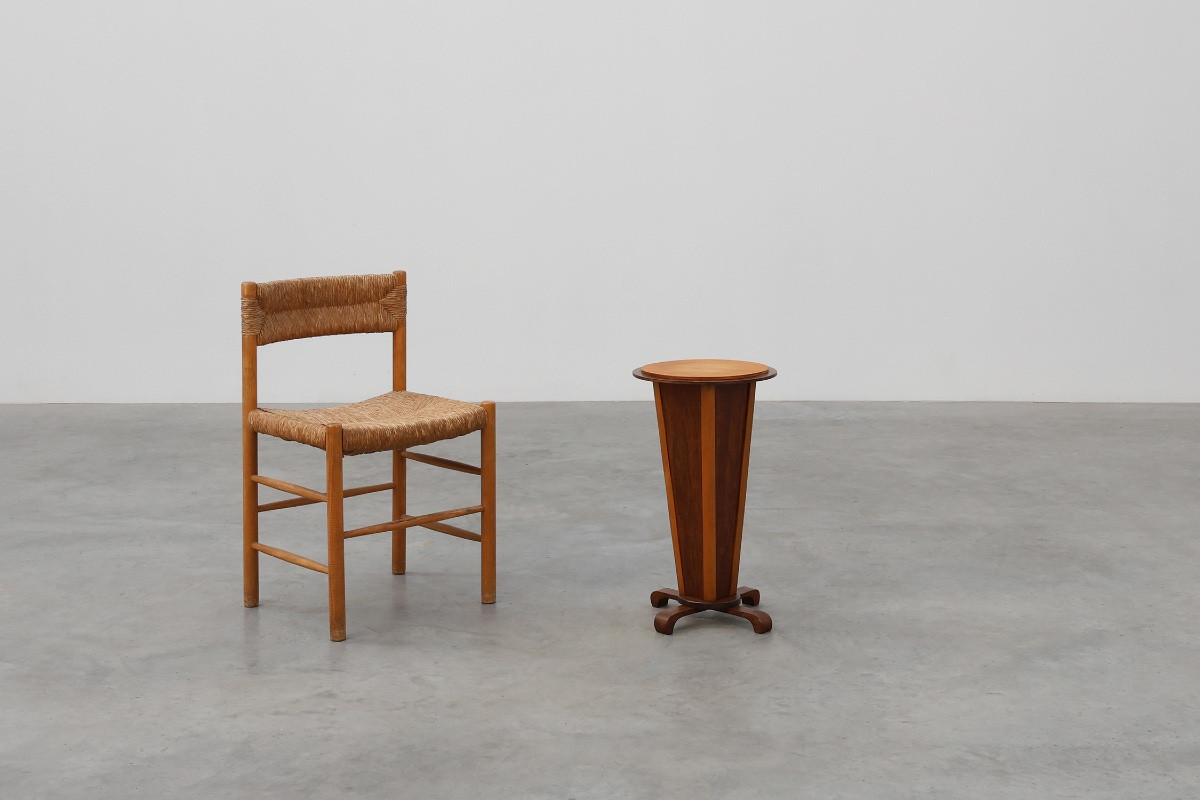 Art Deco Round Wooden Side Table, France, 1920s-photo-2