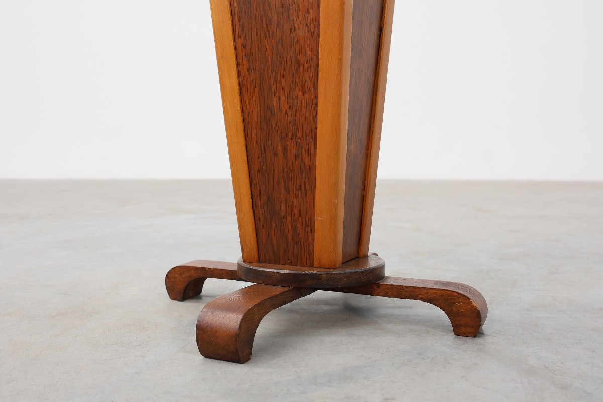 Art Deco Round Wooden Side Table, France, 1920s-photo-4