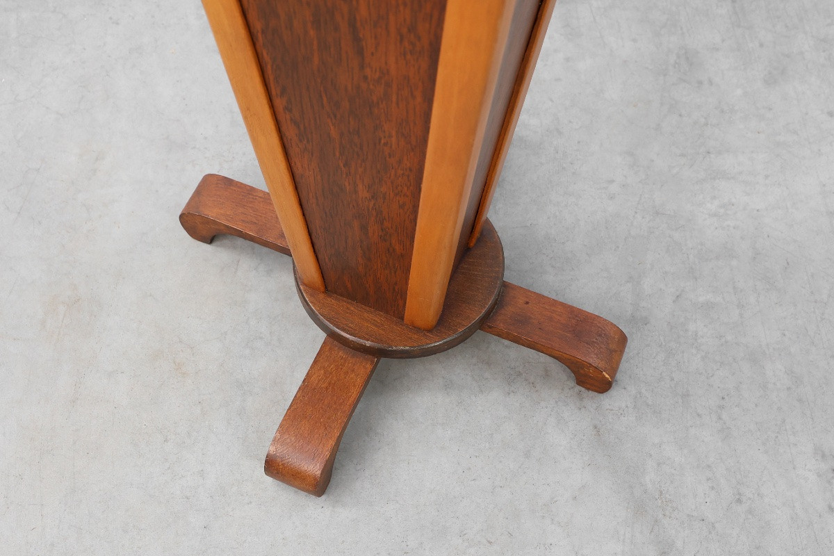 Art Deco Round Wooden Side Table, France, 1920s-photo-4