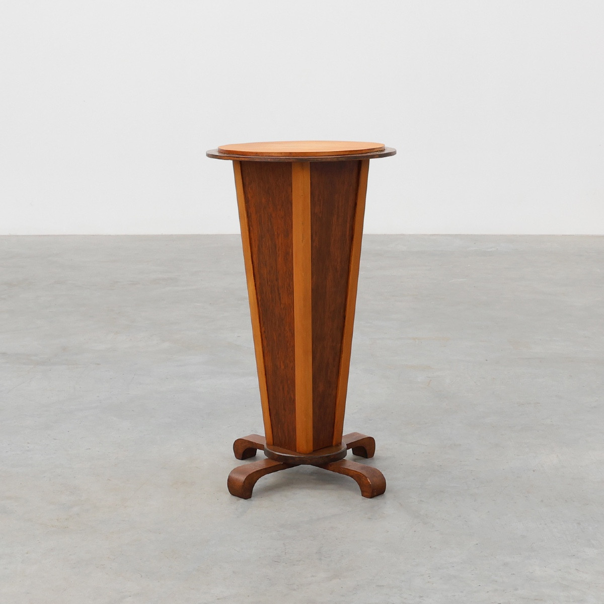 Art Deco Round Wooden Side Table, France, 1920s