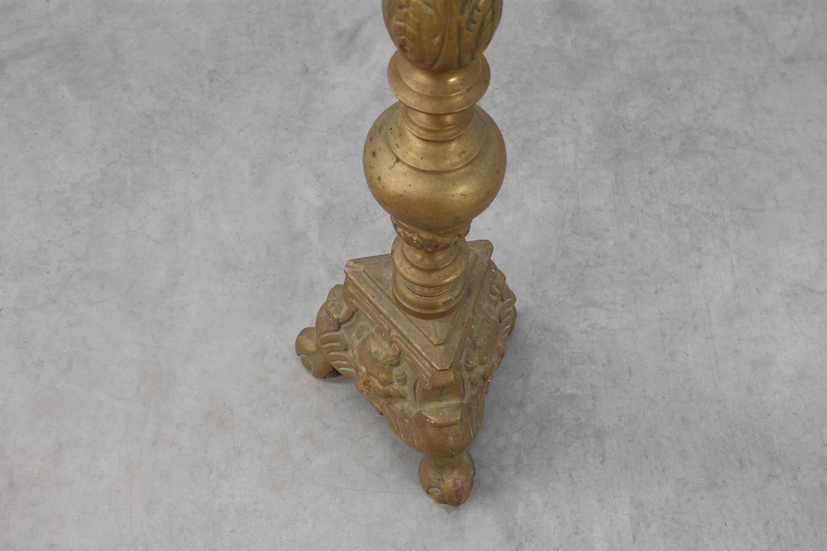 Large Copper Church Candle-holder, France, 19th Century-photo-6