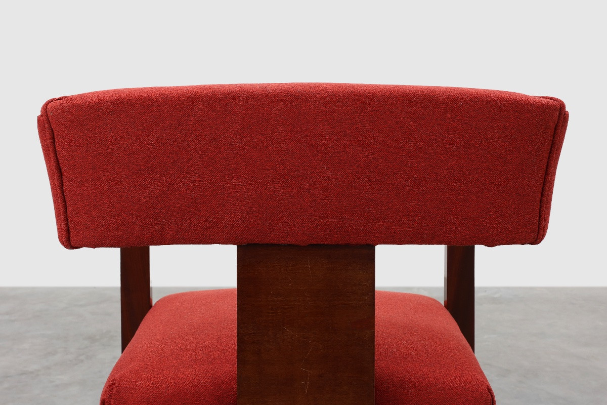 Ensemble de deux chaises Art déco rouges retapissées, Belgique, vers 1920-photo-7
