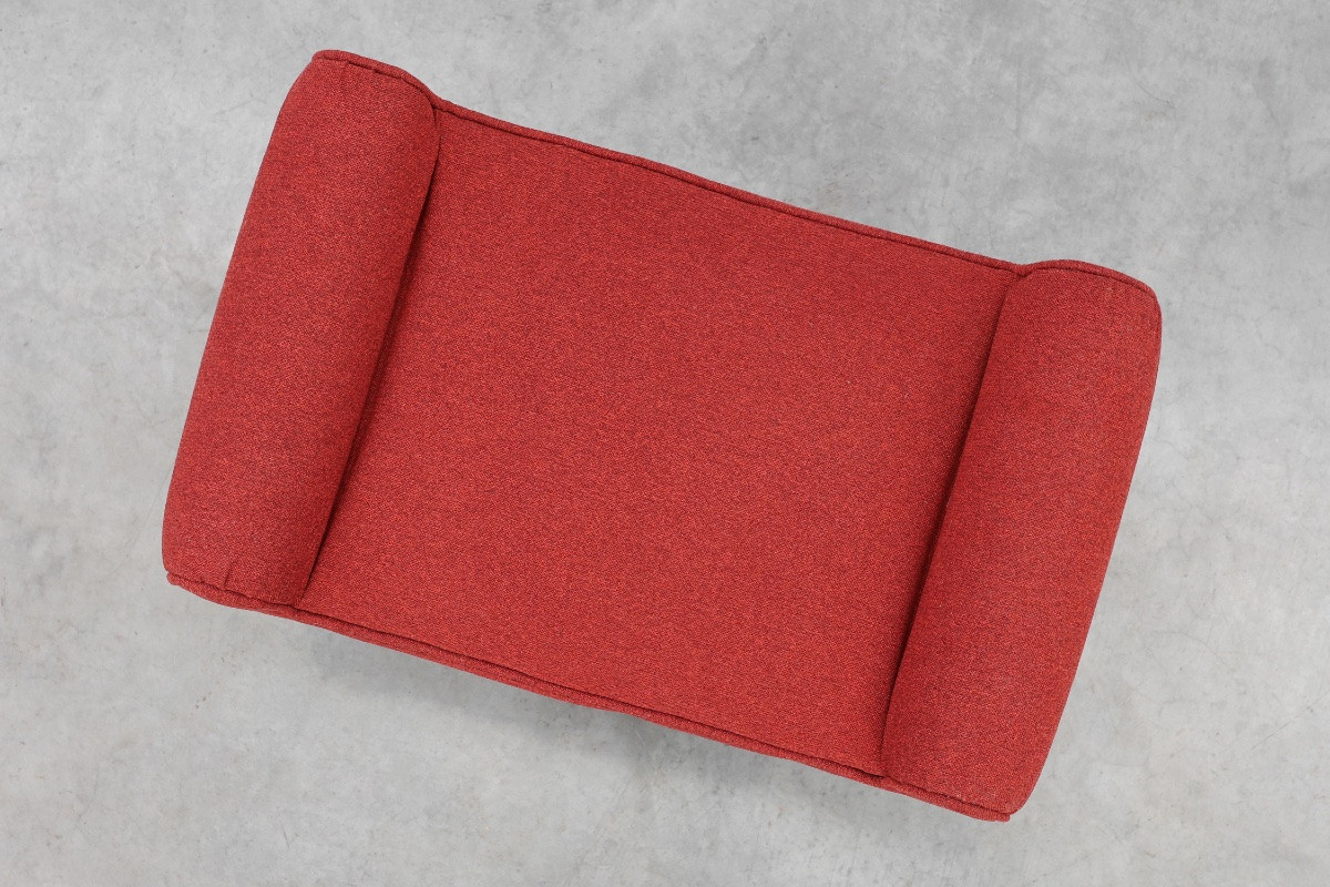 Reupholstered Red Art Deco Stool, Belgium Circa 1920-photo-7