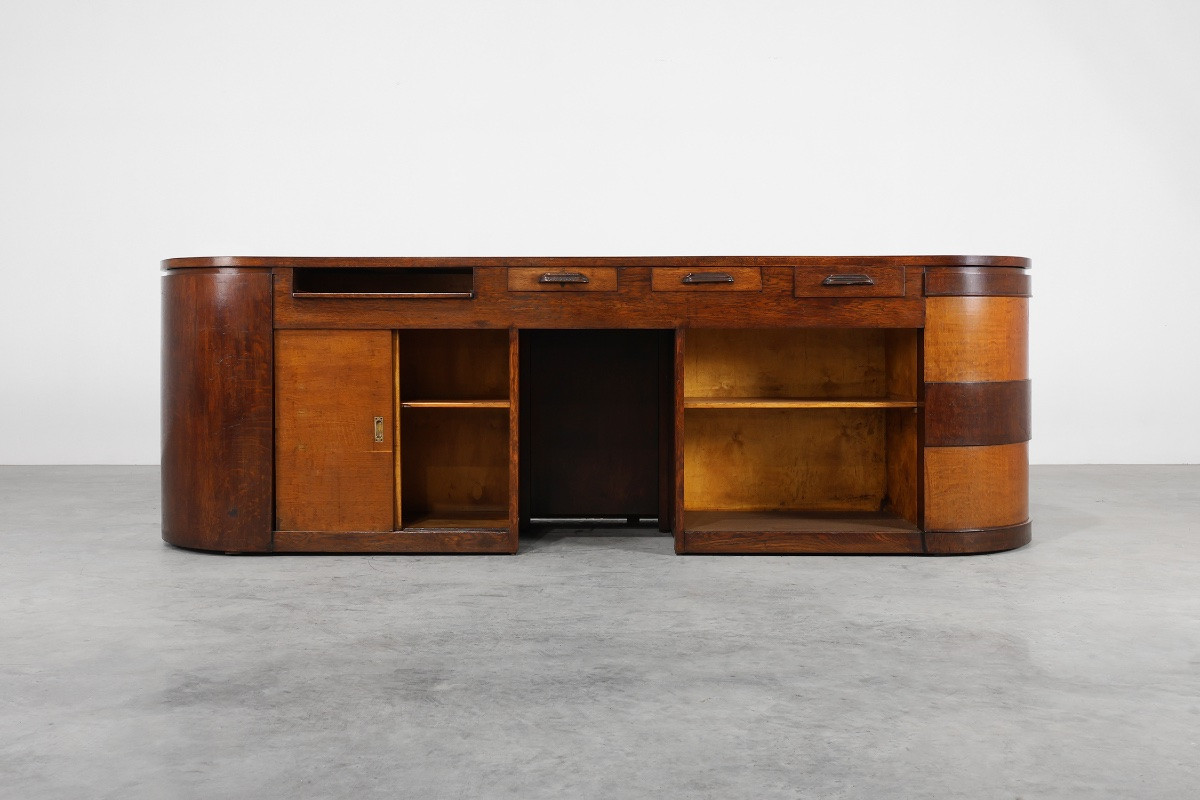 Ensemble de 2 comptoirs Art déco et d'un meuble attribué à De Coene, Belgique, années 1920-photo-8
