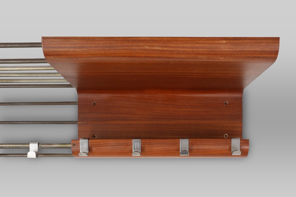 Vintage Curved Plywood Coat Rack Attributed To De Coene, Belgium, 1960s-photo-1