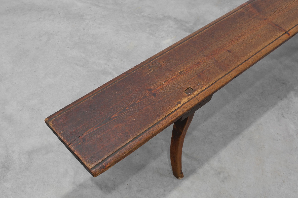 Grand banc en bois de style wabi-sabi à la magnifique patine, Japon, XIXe siècle-photo-3