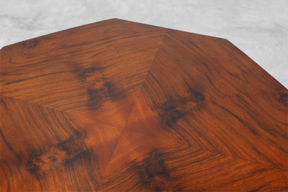 Art Deco Octagonal Wooden Side Table Or Coffee Table, France 1920s-photo-5