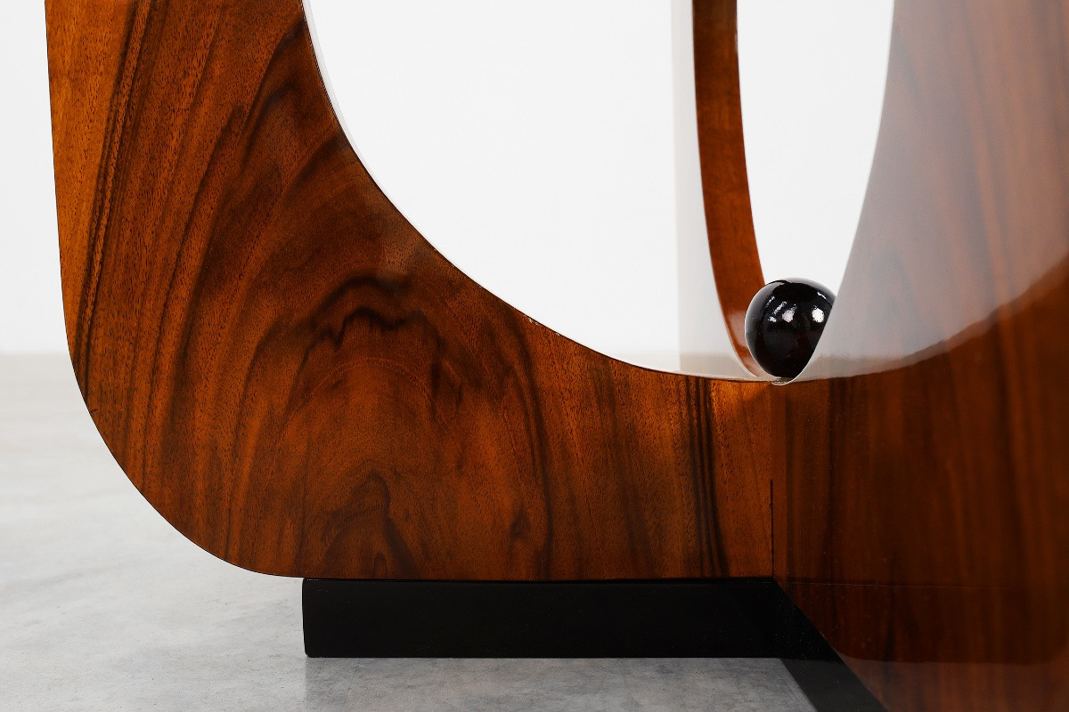 Art Deco Round Wooden Side Table Or Coffee Table, France 1920s-photo-1