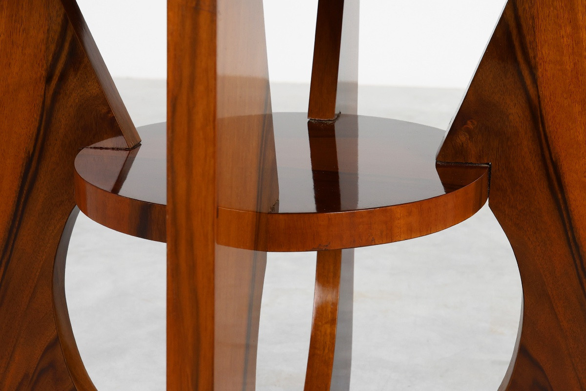 Art Deco Round Wooden Side Table Or Coffee Table, France 1920s-photo-7