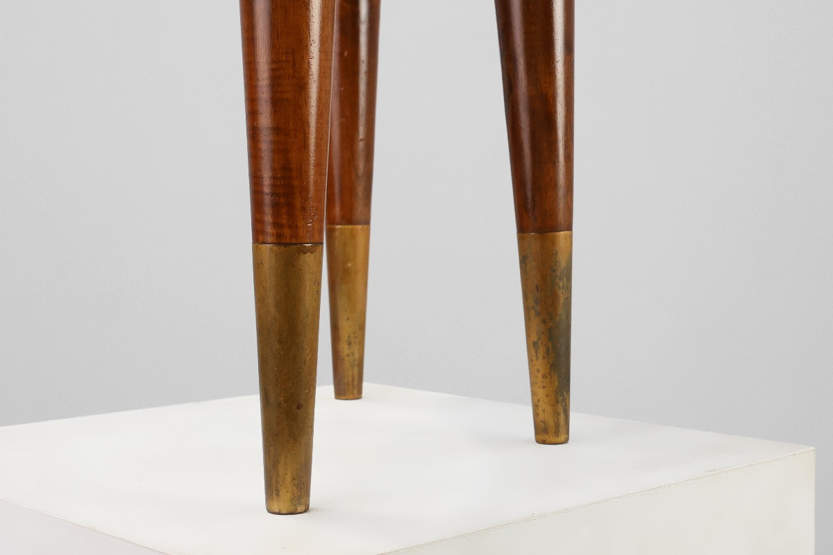 Small Wood And Brass Table Stamped -photo-4