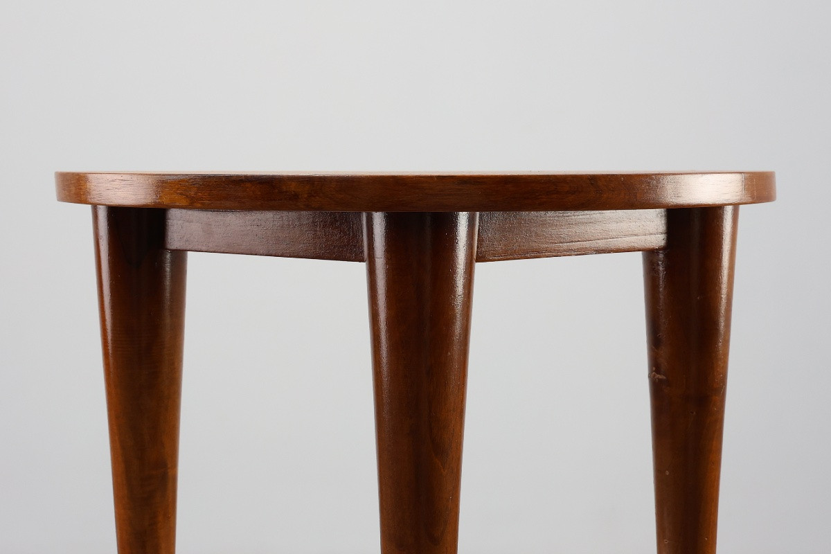 Small Wood And Brass Table Stamped -photo-2