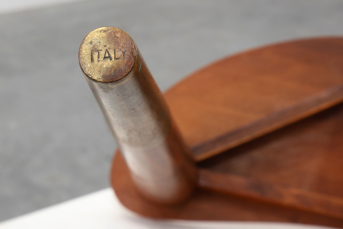 Small Wood And Brass Table Stamped -photo-6