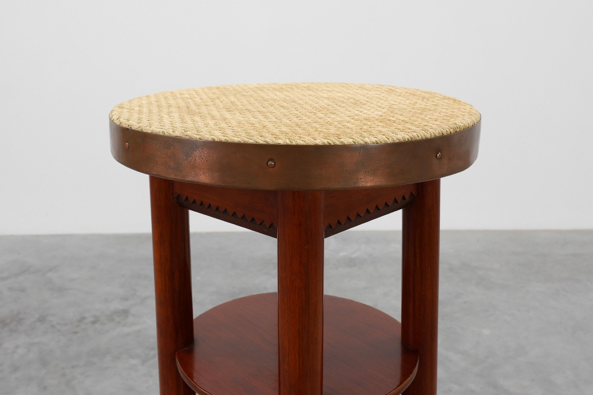 Socle de style Sécession viennoise en bois et cuivre, Austia, vers 1910-photo-3