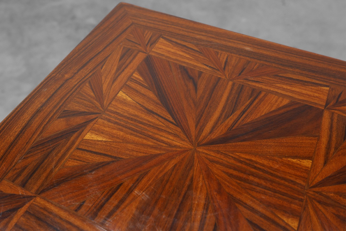 Grande console Art déco en marqueterie de bois, France, vers 1920-photo-4