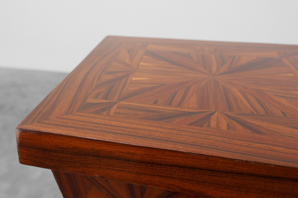 Grande console Art déco en marqueterie de bois, France, vers 1920-photo-4