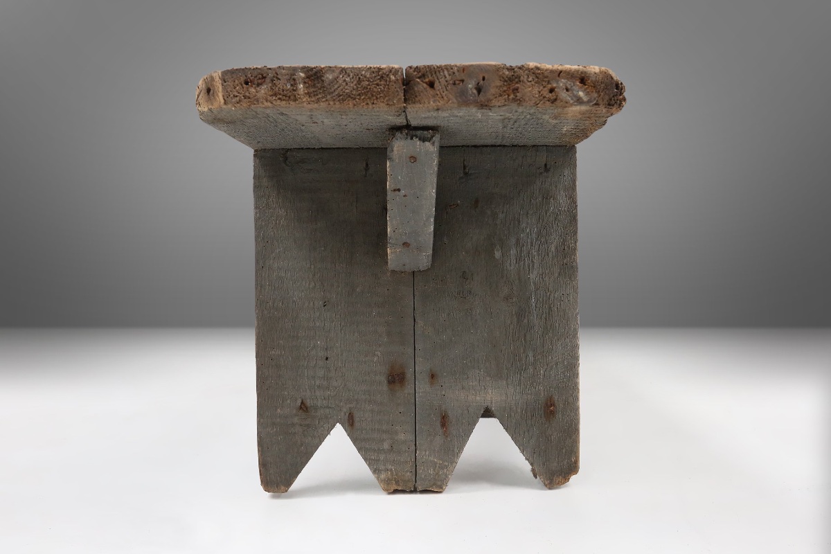 Grey Solid Wood Industrial Bench, France, 1890s-photo-6