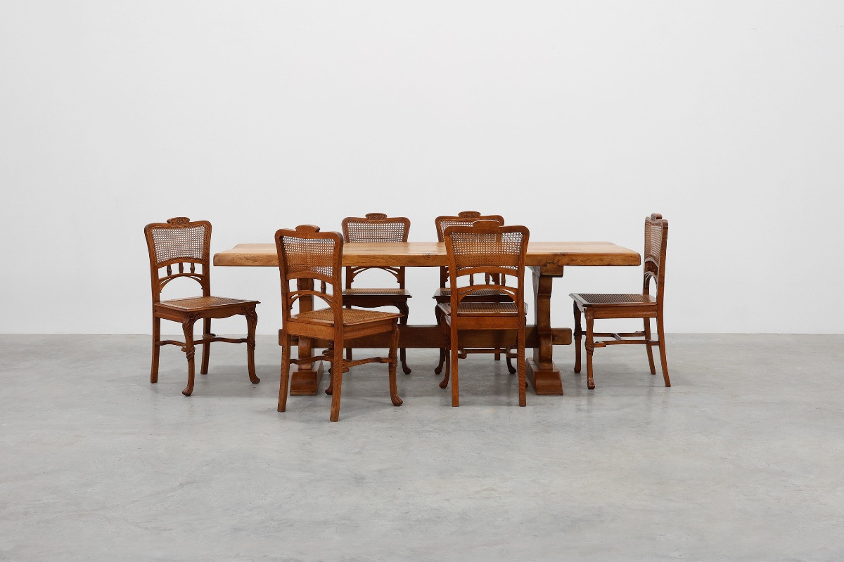 20th Century Solid Oak Rustic Dining Table, France-photo-2