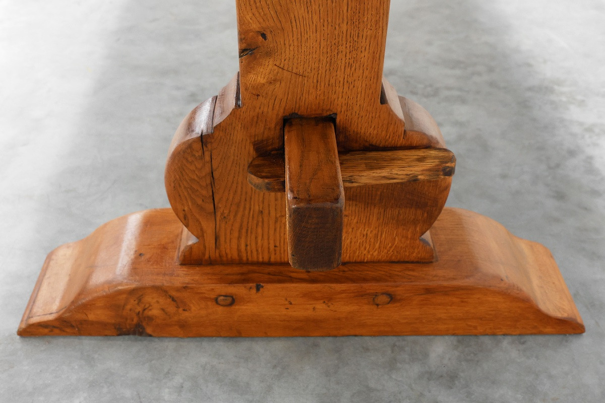 20th Century Solid Oak Rustic Dining Table, France-photo-4