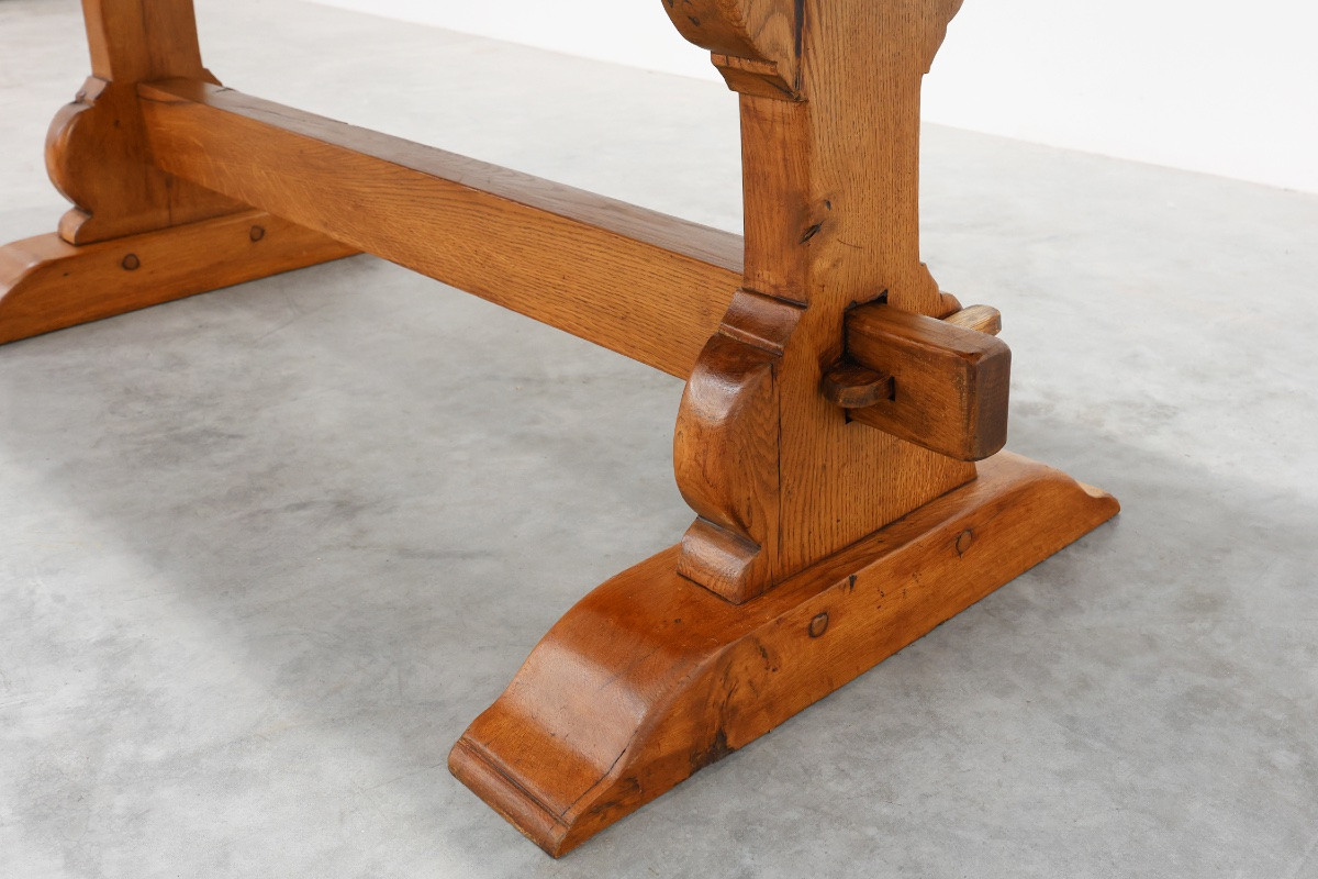 20th Century Solid Oak Rustic Dining Table, France-photo-1