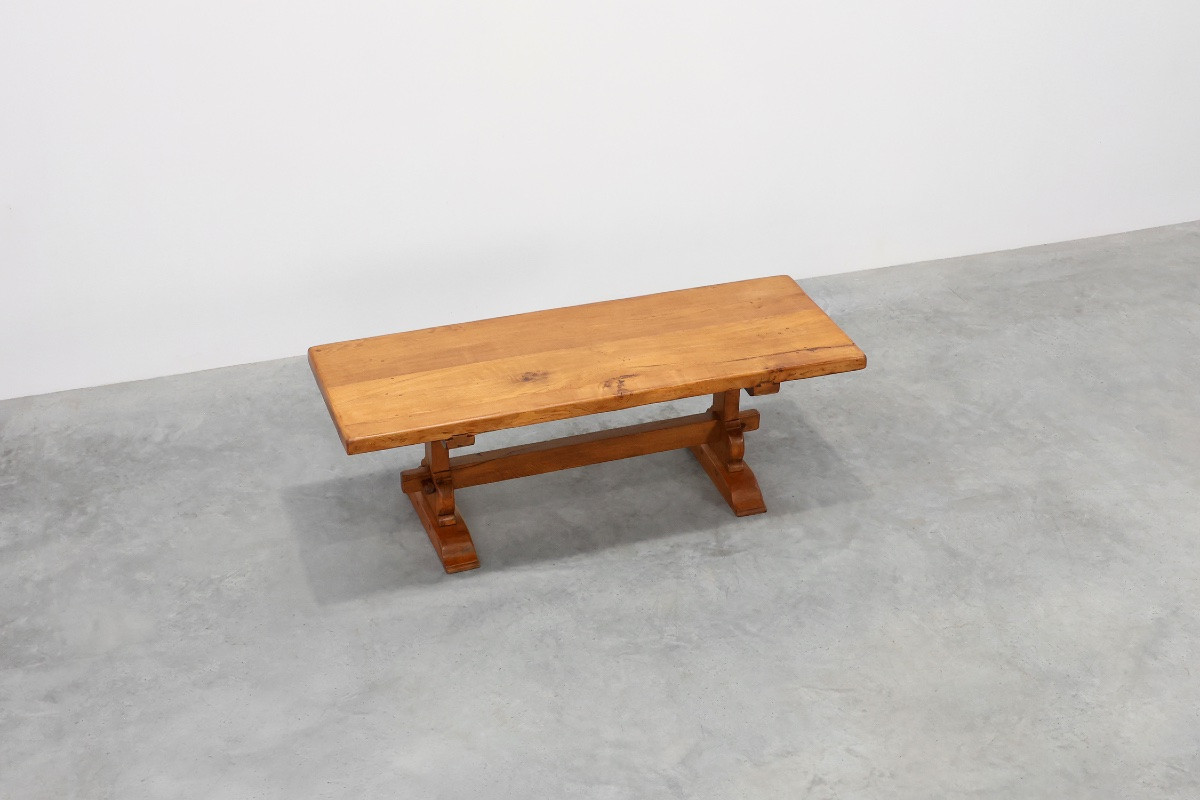 20th Century Solid Oak Rustic Dining Table, France-photo-5