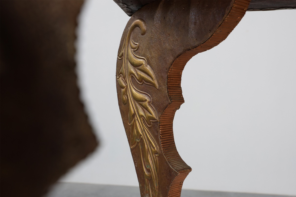 Table d'appoint Arts & Crafts en chêne et cuivre, Royaume-Uni, vers 1910-photo-3