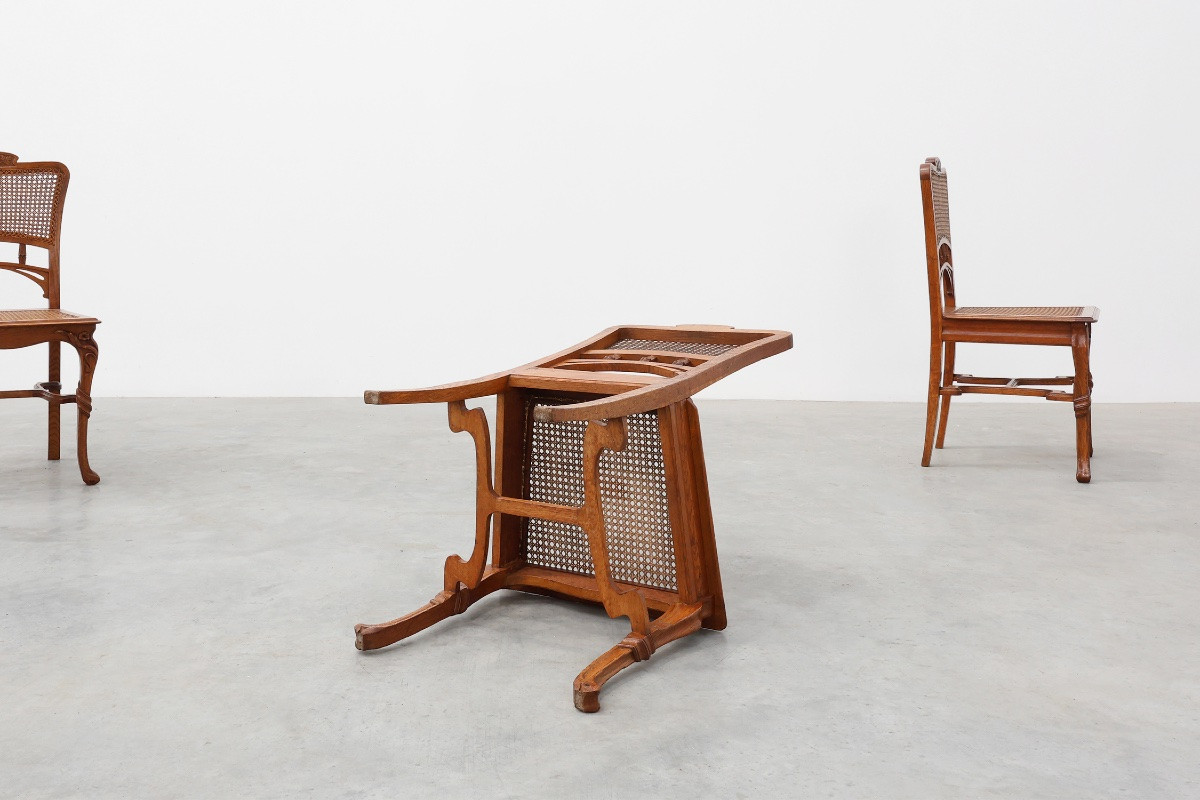 Ensemble de 6 chaises de salle à manger Art nouveau dans le style de Victor Horta, Belgique-photo-1