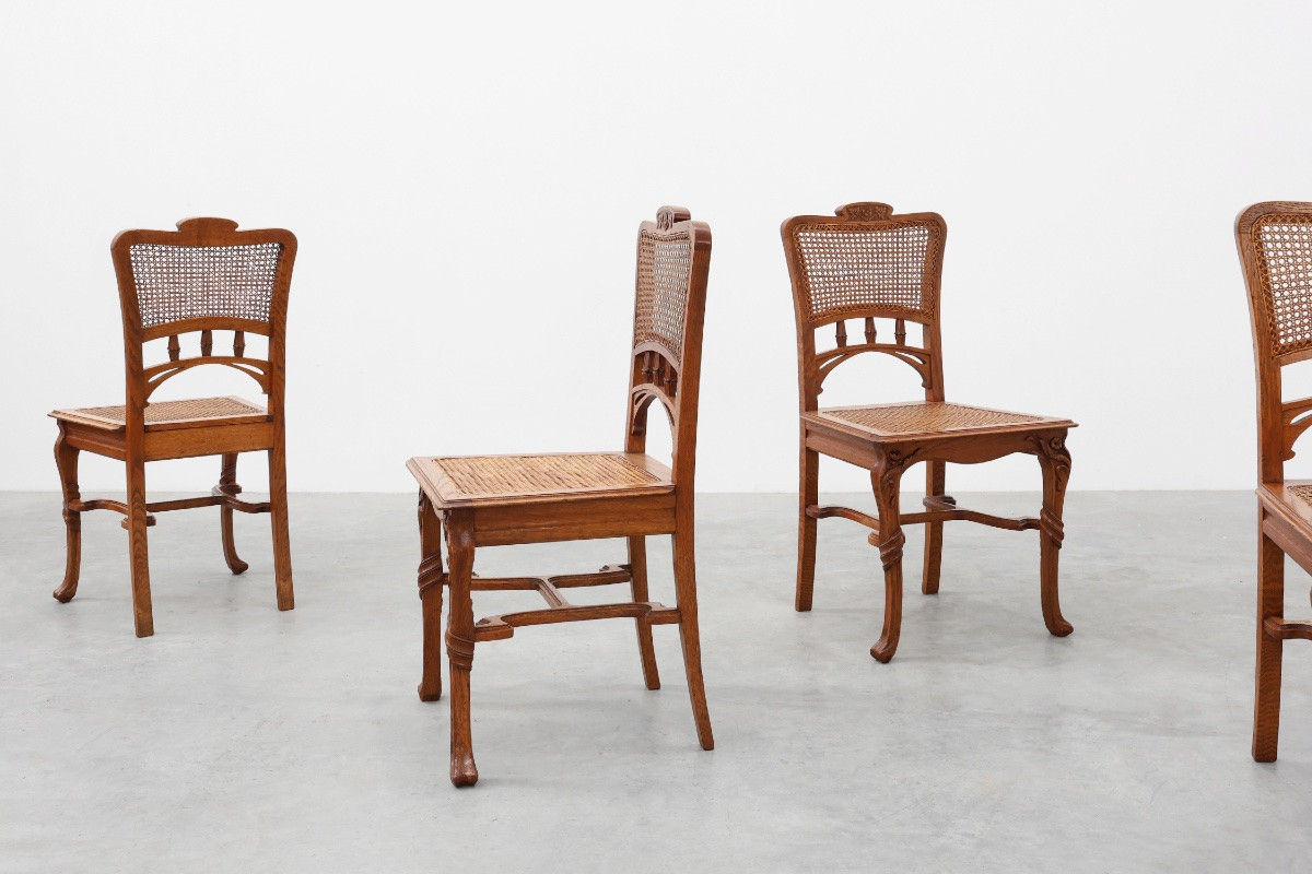 Ensemble de 6 chaises de salle à manger Art nouveau dans le style de Victor Horta, Belgique-photo-6