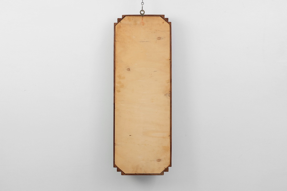 Octagonal Geometric Art Deco Wooden Mirror, Italy Circa 1925-photo-7