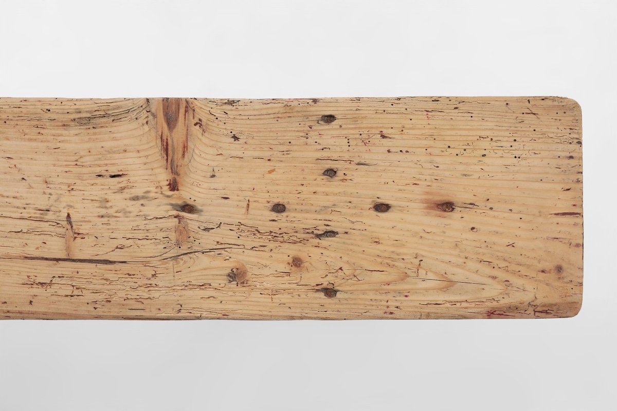 Banc rustique en bois avec pieds peints en brun, France, années 1890-photo-3