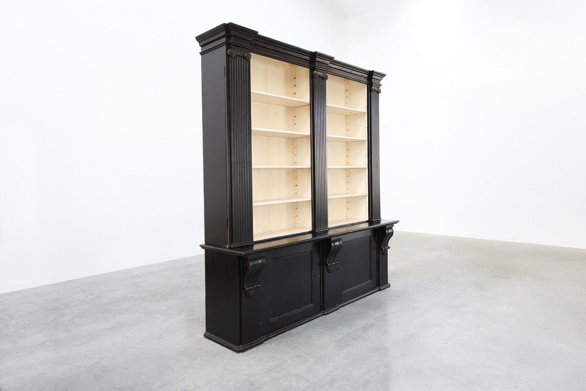 Armoire de bibliothèque haute noire du XXe siècle en MDF, UK-photo-5