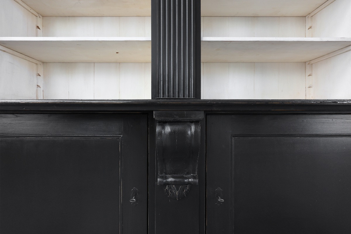 Armoire de bibliothèque haute noire du XXe siècle en MDF, UK-photo-6