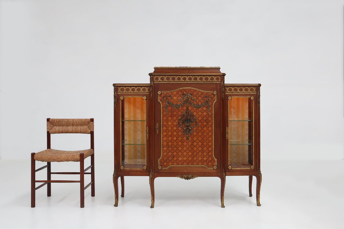 Louis XVI Marquetry Display Case With Lighting, France, 1850s-photo-2