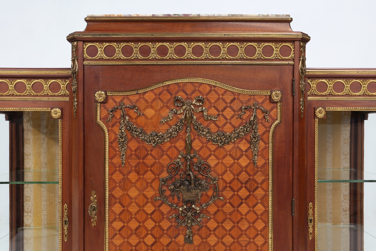 Louis XVI Marquetry Display Case With Lighting, France, 1850s-photo-3